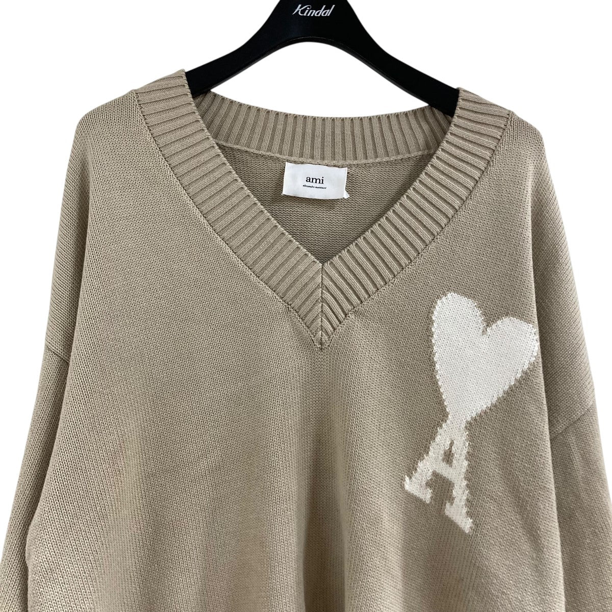 ami ベージュ ハート刺繍セーター ami - AMI PARIS アミパリス セーター ピンク ベージュ 白