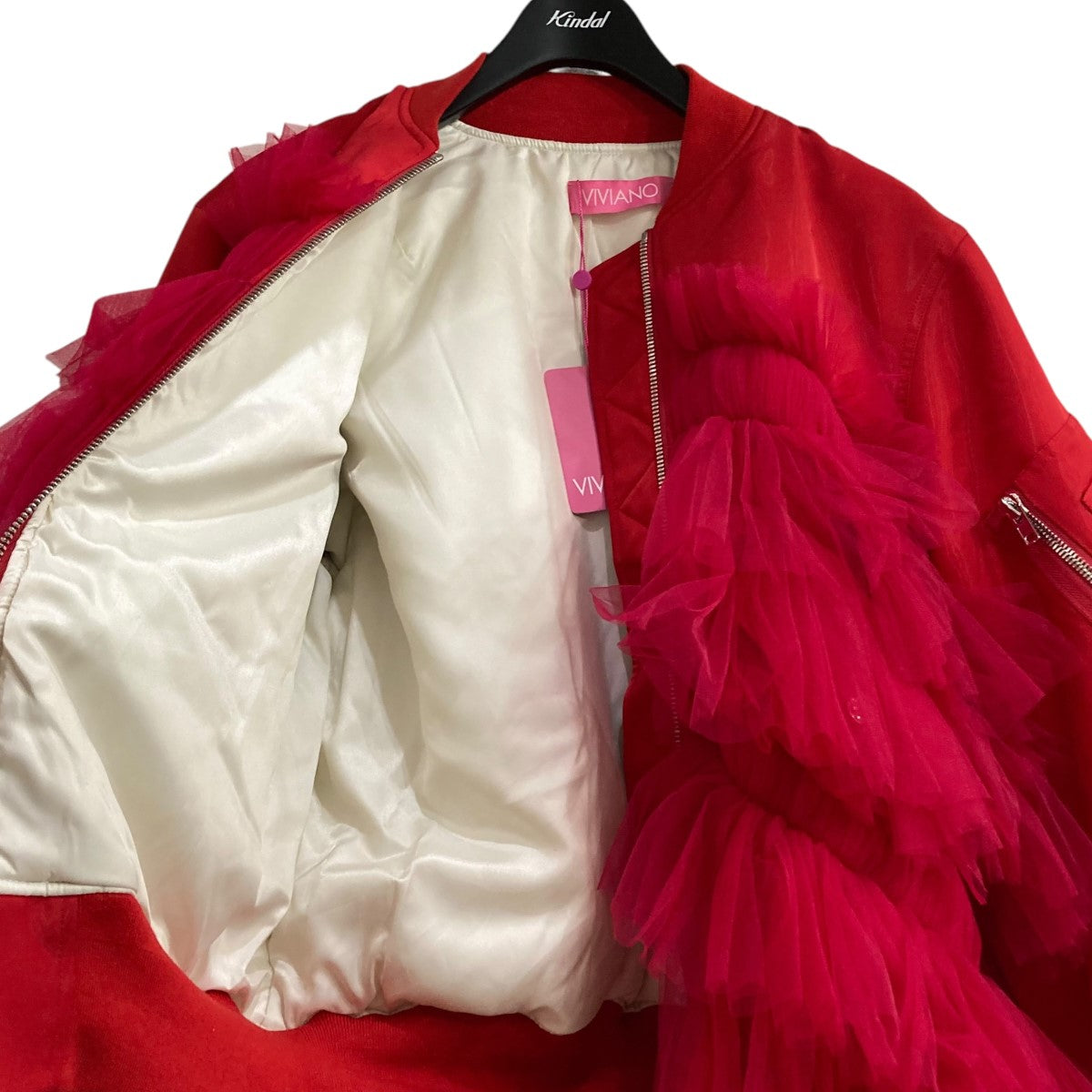 VIVIANO(ヴィヴィアーノ) Gathered Tulle Bomber Jacketギャザー