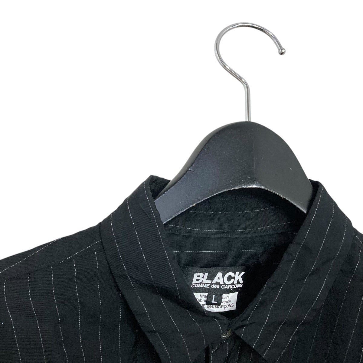 COMME des GARCONS ブラック ストライプ 長袖シャツ　毛100% COMME des GARCONS フランス製 コム・デ・ギャルソン シャツ