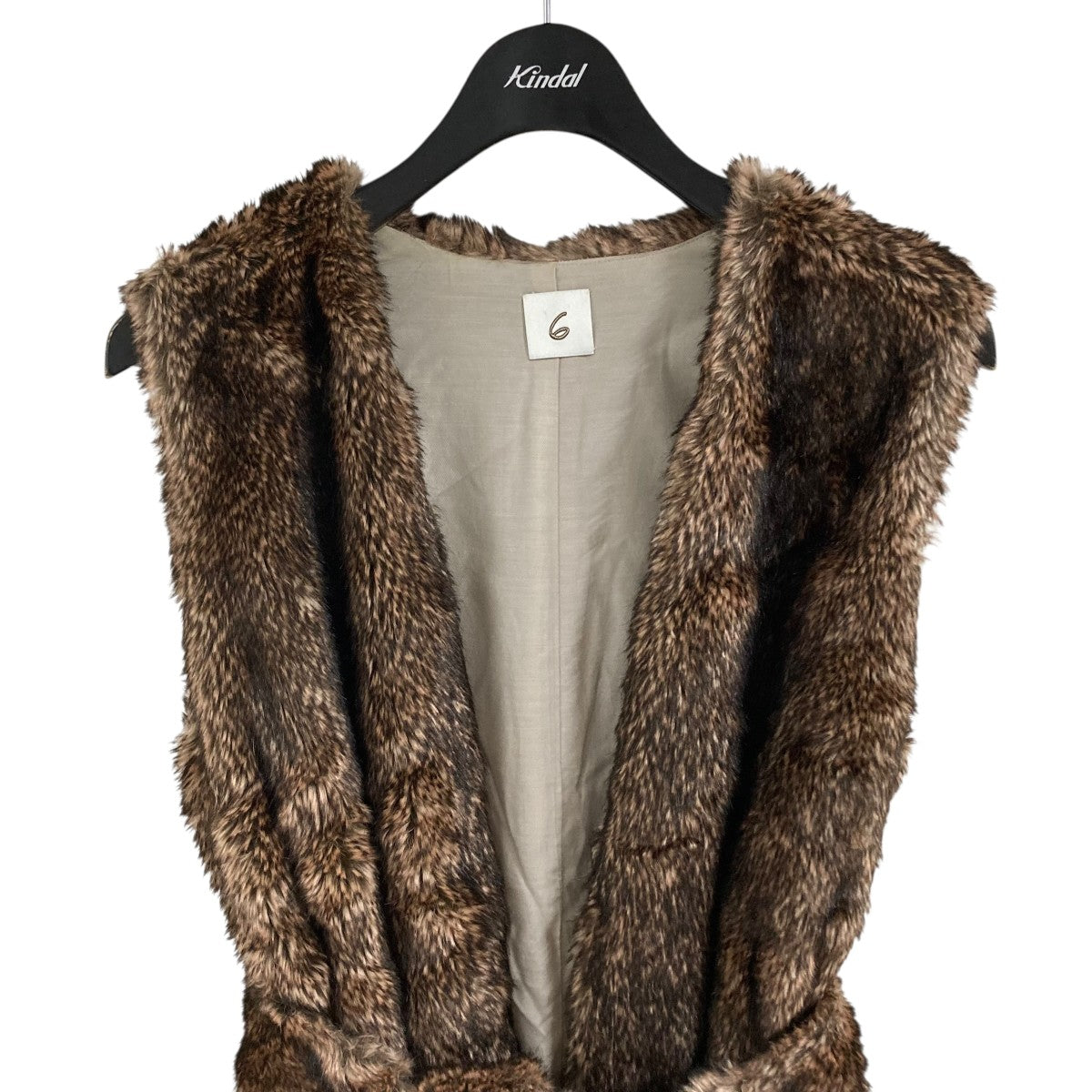 6roku beauty&youthフェイクファーベスト 6(ROKU) BEAUTY＆YOUTH(ロク ビューティアンドユーズ) ベルト付