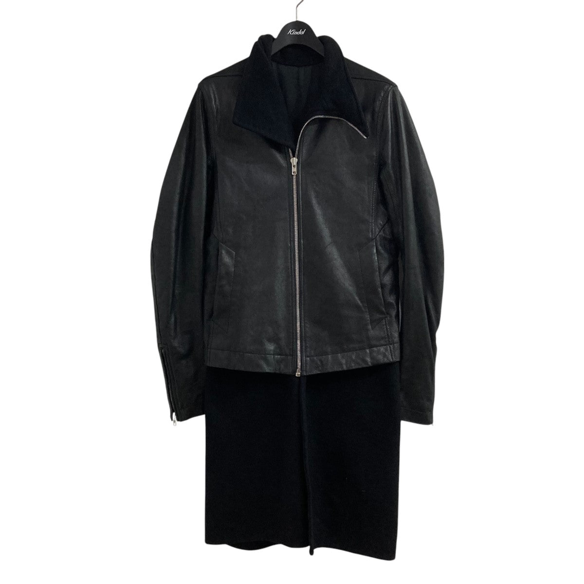 RICK OWENS カシミヤコートドッキングレザージャケットRU14F2762-LGWT 古着・中古-1枚目のアイテム画像