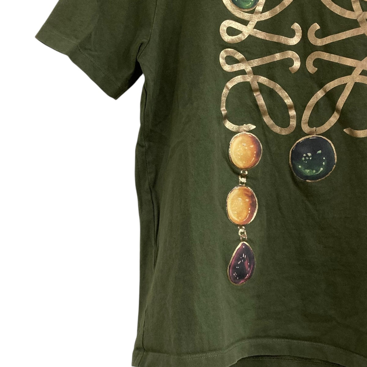 ロエベ LOEWE ロゴプリントTシャツ S359333XBP カーキ サイズ：S LOEWE(ロエベ) ロゴプリントTシャツS359333XBP S359333XBP