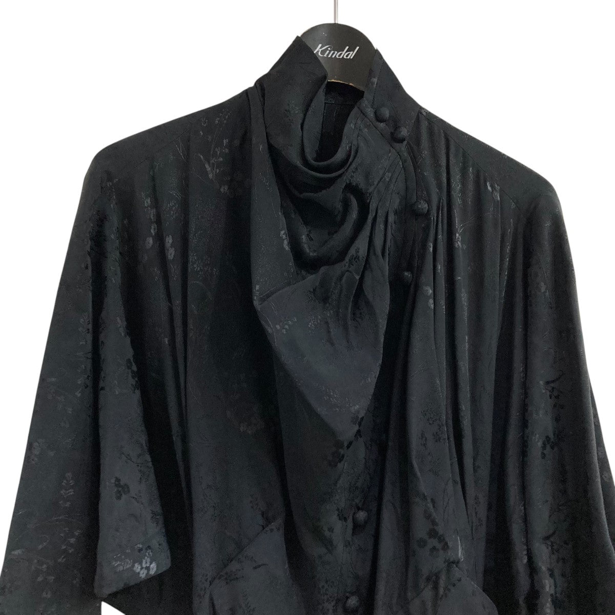 Floral Jacquard Draped Dress - navy - Mame Kurogouchi