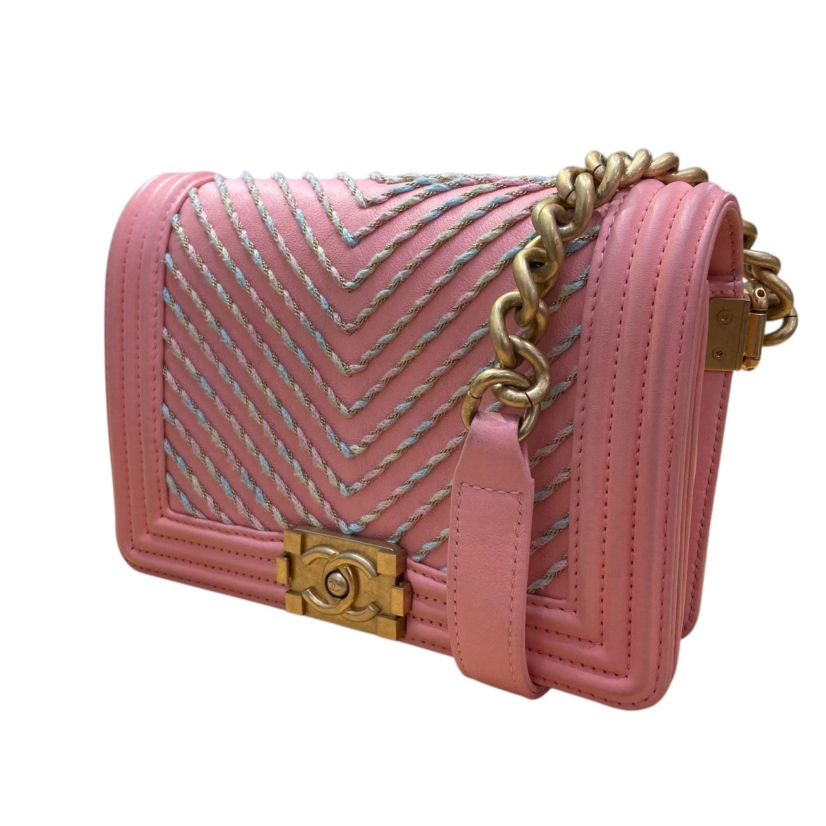 CHANEL ラムスキン Vステッチボーイシャネル チェーンハンドバッグ 古着・中古-1枚目のアイテム画像