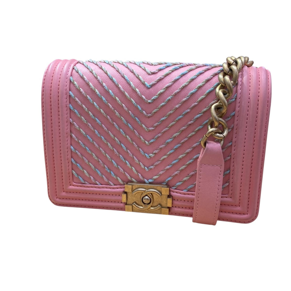 CHANEL ラムスキン Vステッチボーイシャネル チェーンハンドバッグ 古着・中古-2枚目のアイテム画像