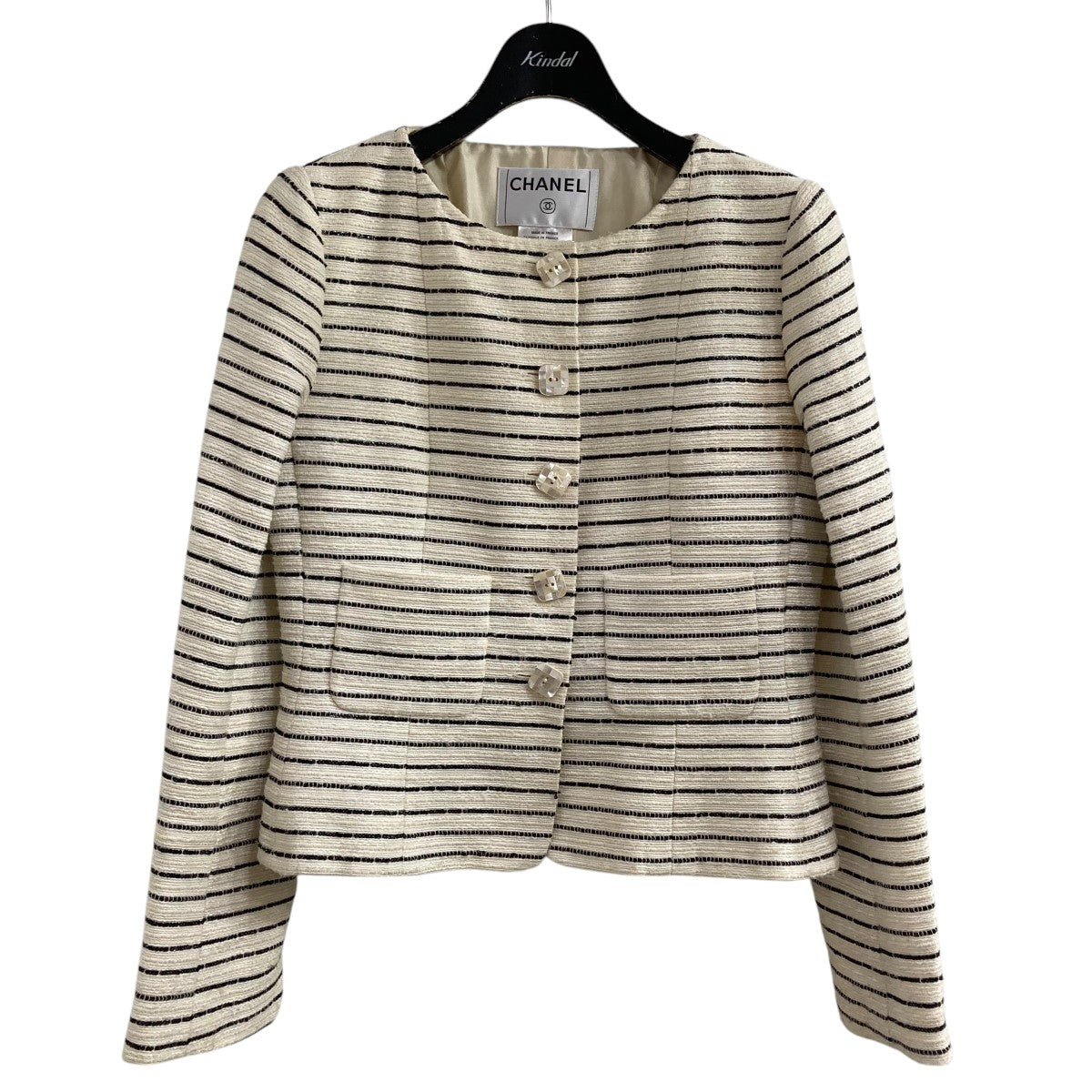 CHANEL(シャネル) ノーカラーツイードジャケット P44672V32755