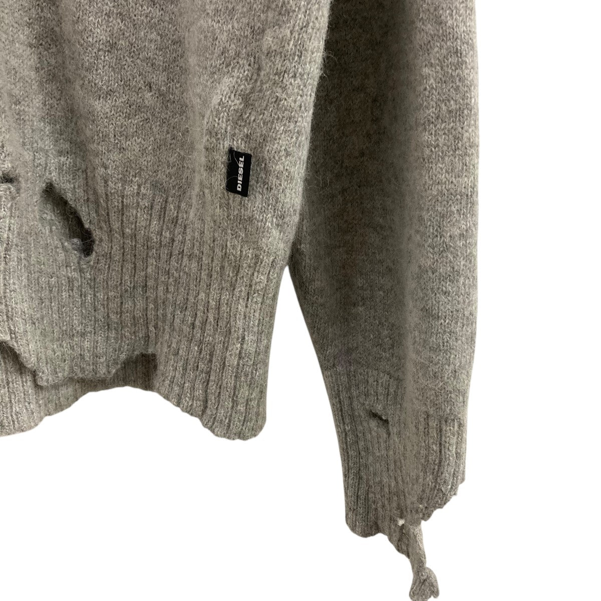 DIESEL(ディーゼル) ダメージニットセーター ライトグレー サイズ XL