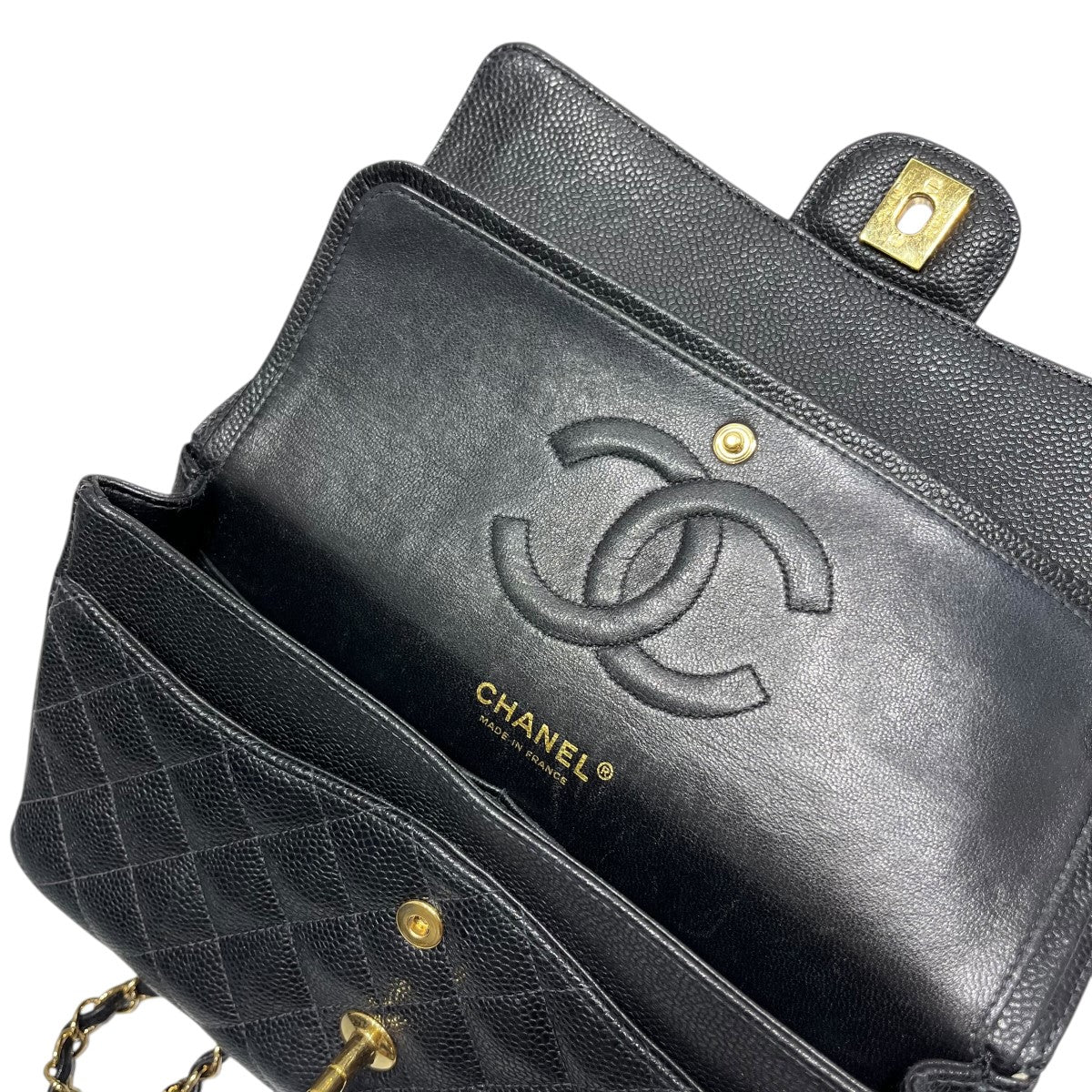 CHANEL　ダブルフェイス　マトラッセ　キャビアスキン ショルダーバッグ CHANEL マトラッセ 1997年頃 ダブルフェイス ショルダーバッグ