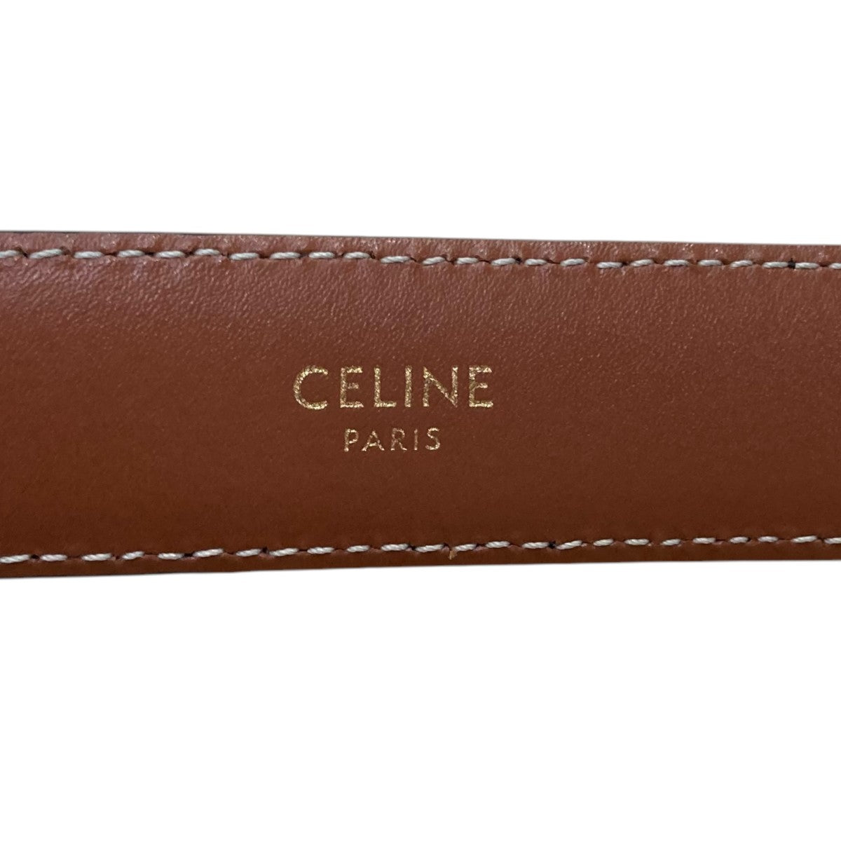 CELINE ブラウンレザーベルト LOGOロゴ