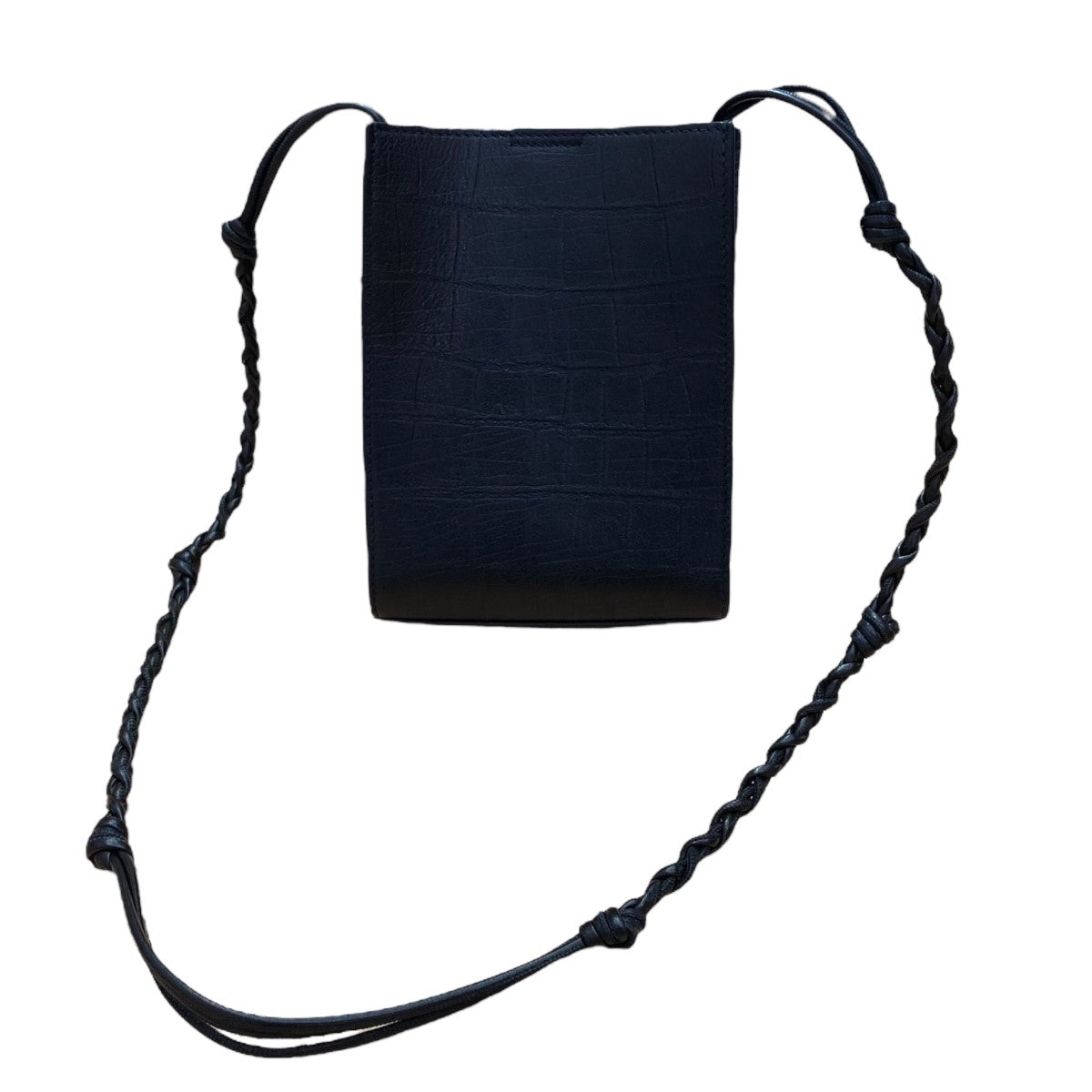 【美品】 ジルサンダー ショルダー コンパクト タングル エンボス 黒 ポーチ JIL SANDER(ジルサンダー) エンボス タングルショルダーバッグ