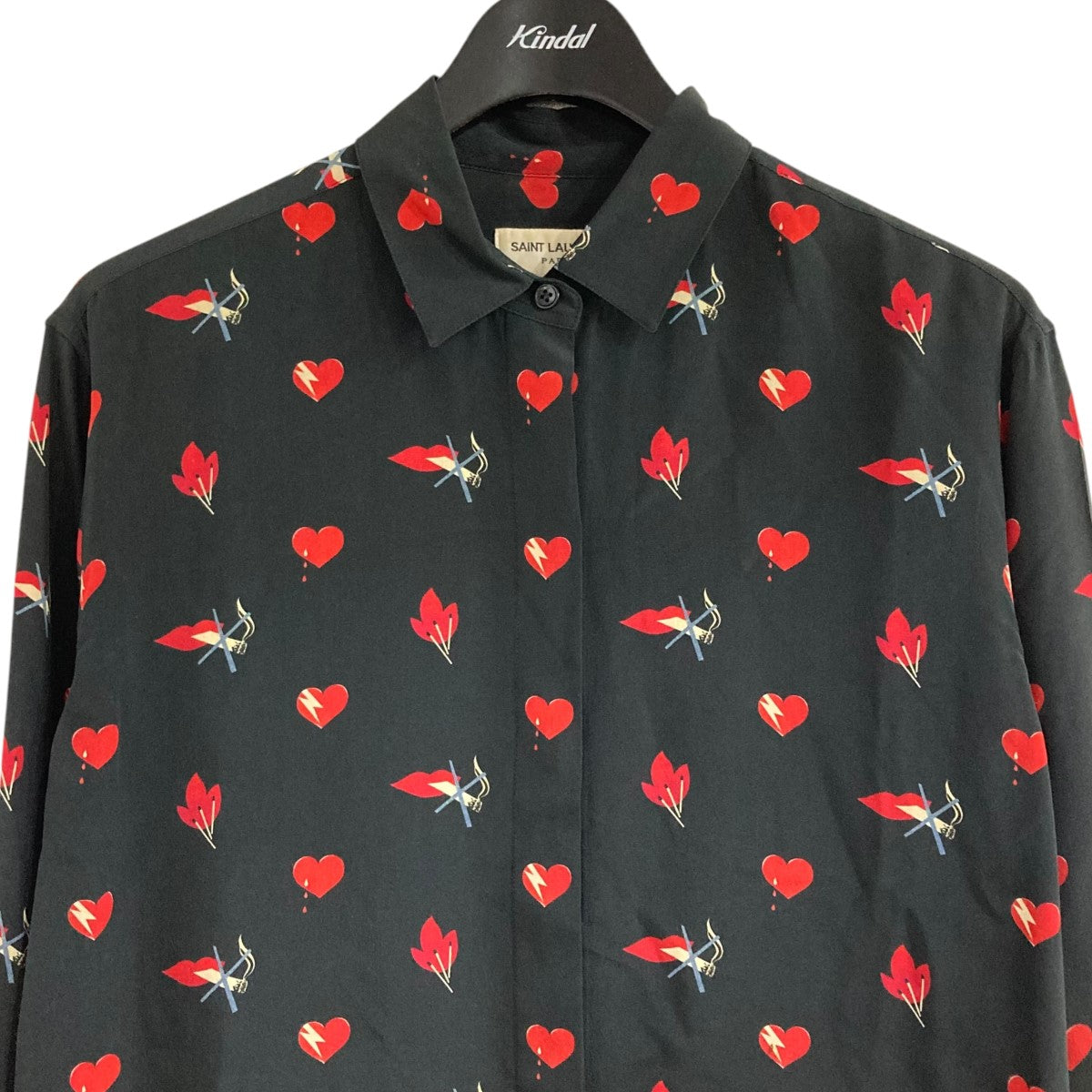 サンローラン シャツ ハート 総柄 F36 SAINT LAURENT サンローラン 21SS 531956 Y2D48 キューピッド プリント