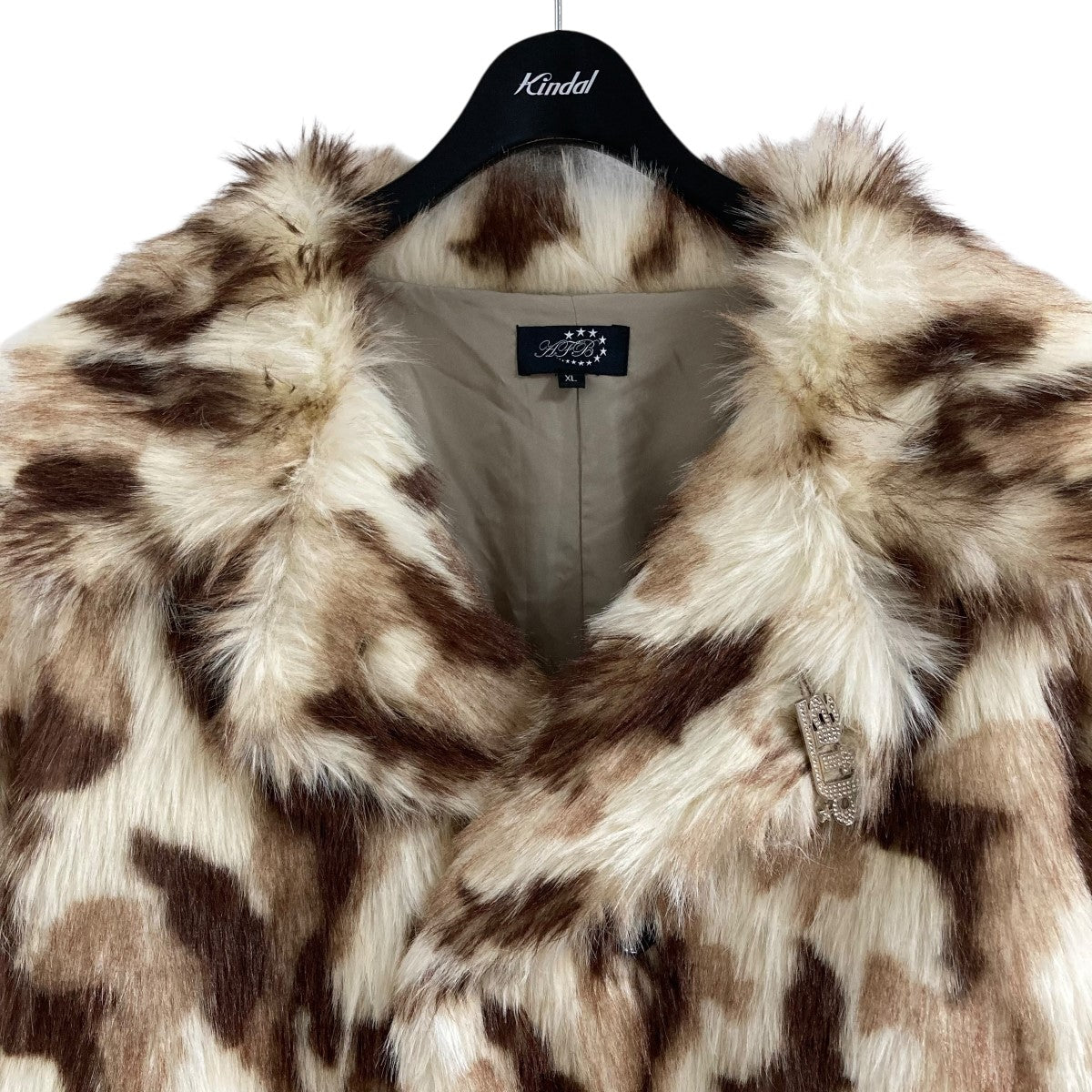 A．F．B(エーエフビー) ファーコート ベージュ×ブラウン サイズ XL