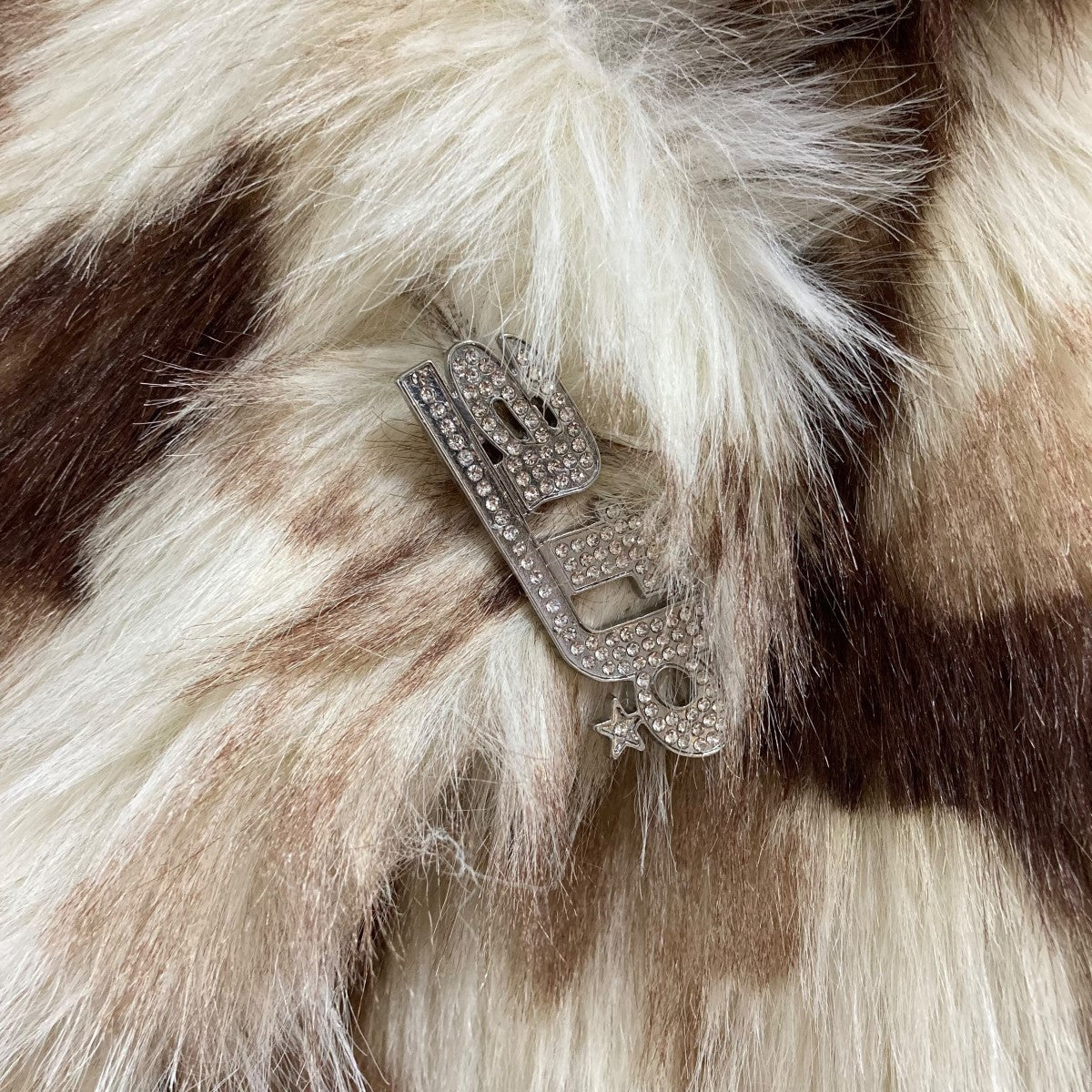 A．F．B(エーエフビー) ファーコート ベージュ×ブラウン サイズ XL