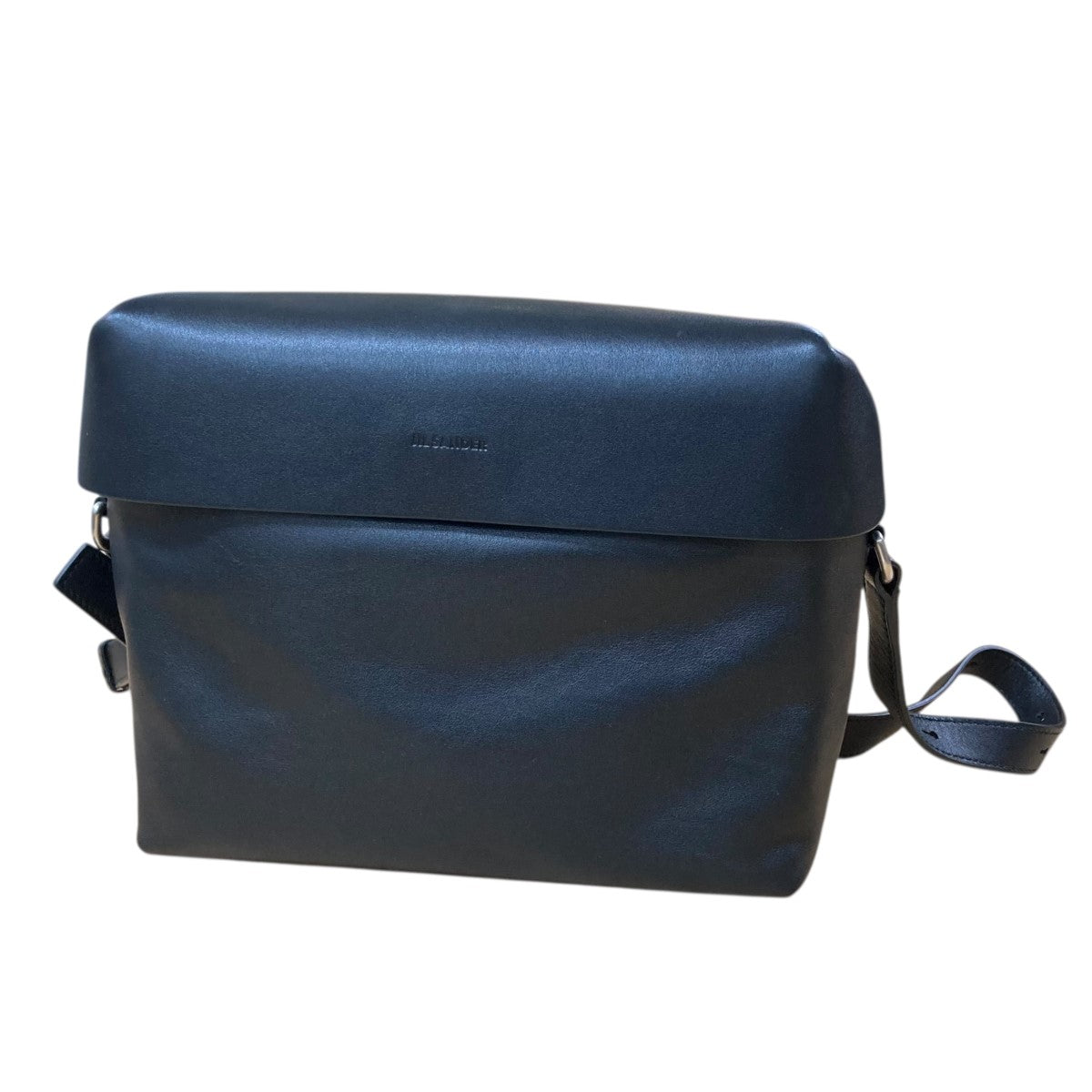 【Jil Sander】ロゴ エンボス編込ストラップ ショルダーバッグ Jil Sander ロゴエンボス ショルダーバッグ | ブラック