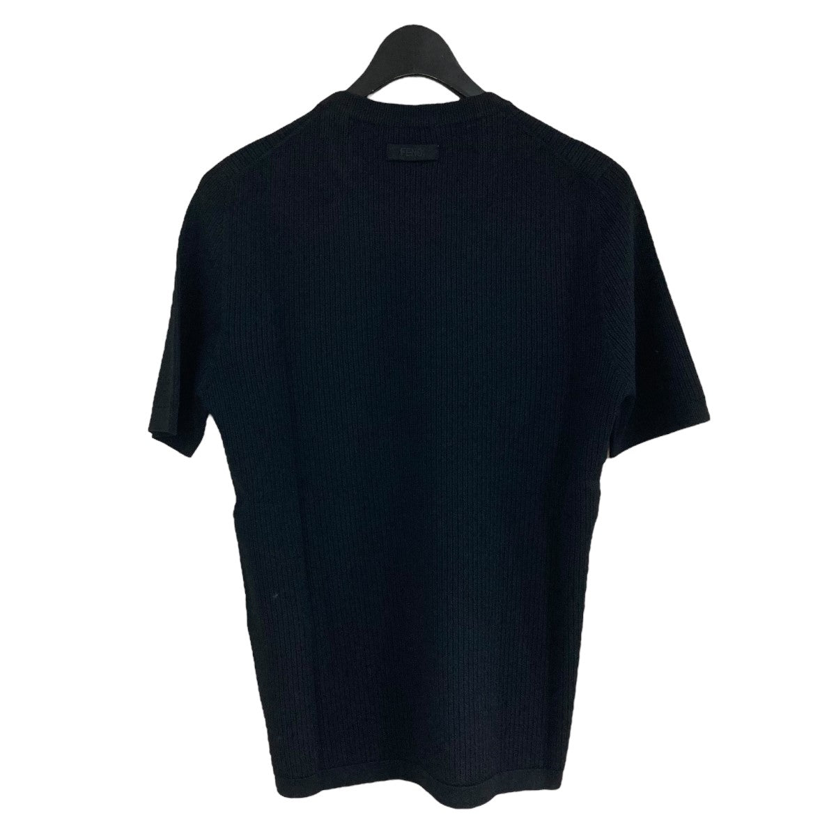 国内発 FENDI クレストペカンストライプ Vネック半袖Tシャツ FENDI(フェンディ) 半袖ニットTシャツ FZY443 YB5 ブラック