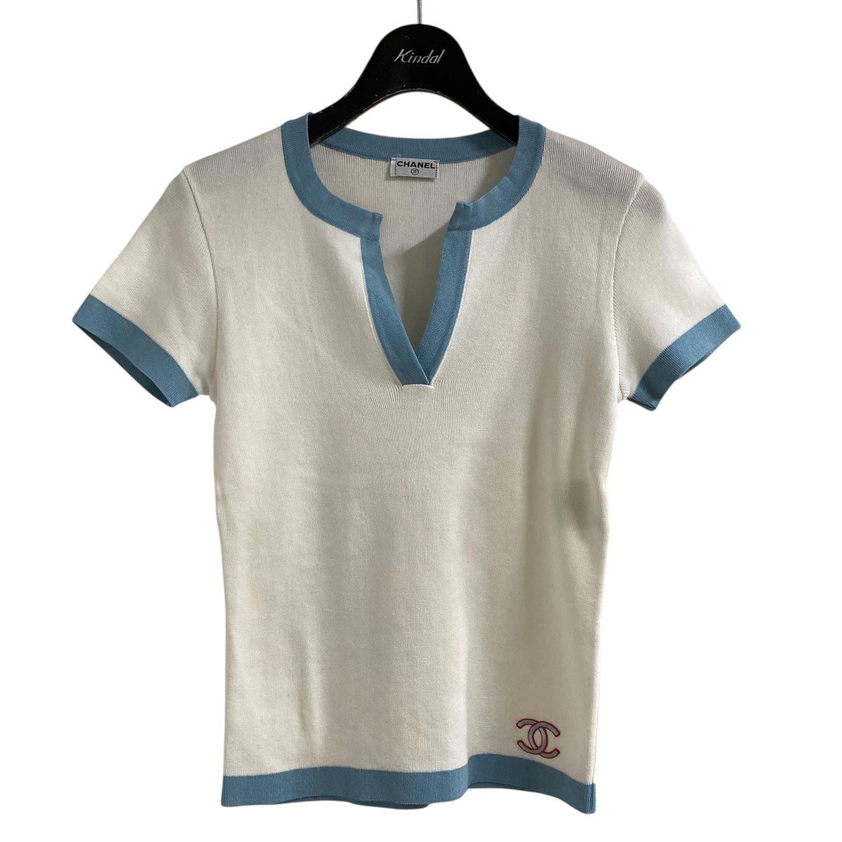 【値下げ】CHANEL ニットTシャツ ホワイト×ブルー サイズ：- (新宿店) CHANEL(シャネル) ニットTシャツ ホワイト×ブルー サイズ