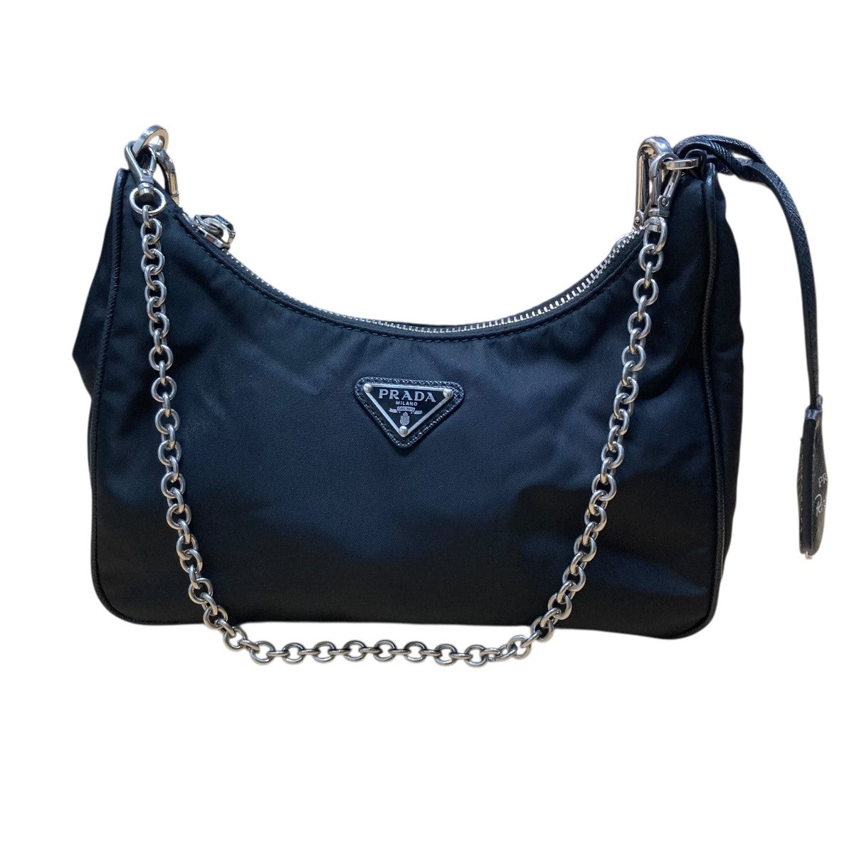 PRADA プラダハンドバッグキャンバスレザー三角プレート