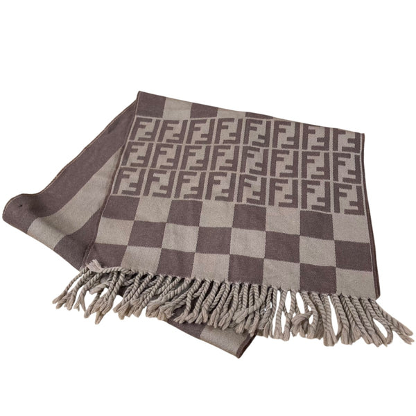 FENDI(フェンディ) ズッカ柄ウールマフラー ブラウン サイズ -｜【公式