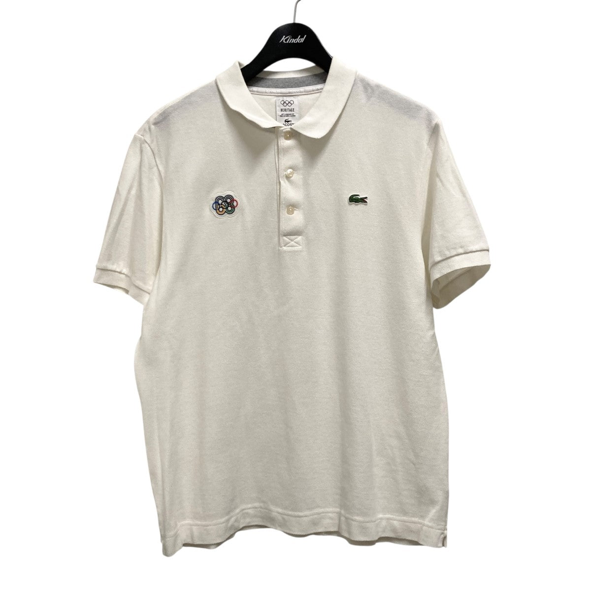美品 レア LACOSTE ポロシャツ デカワニ ホワイト 貝ボタン M 美品 レア LACOSTE ポロシャツ デカワニ ホワイト クロコ