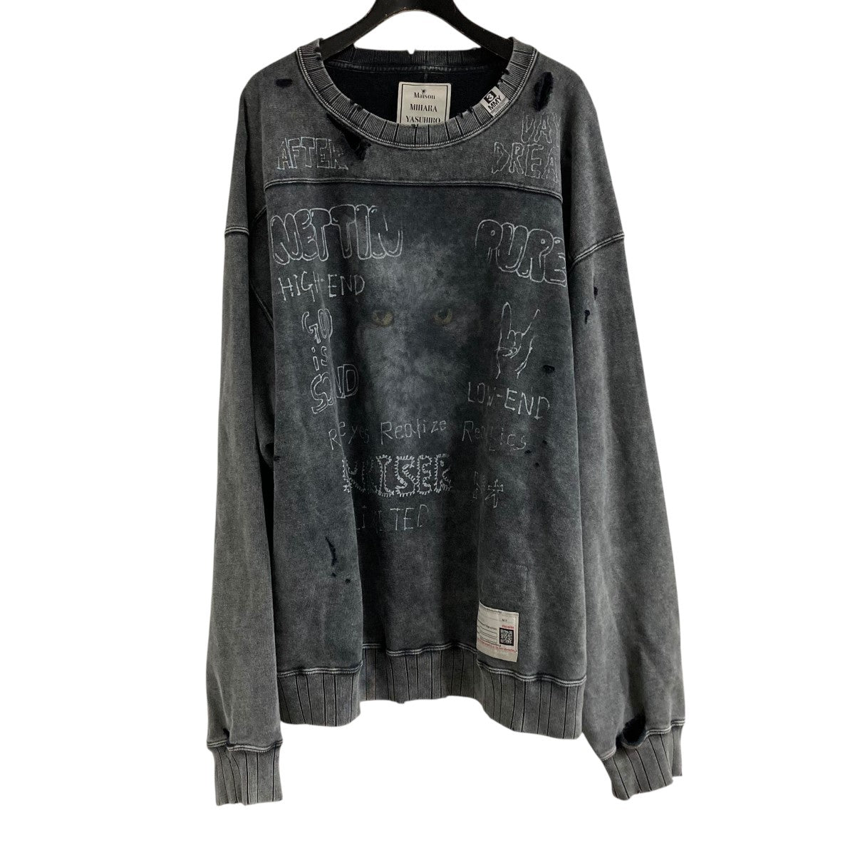 ミハラヤスヒロ J11PO513 Distressed Pullover ベアープリント