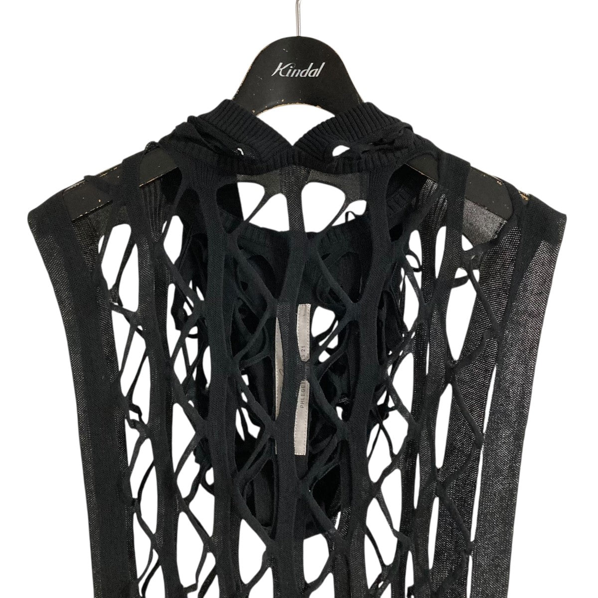RICK OWENS フーデッドニットポンチョ 古着・中古-2枚目のアイテム画像