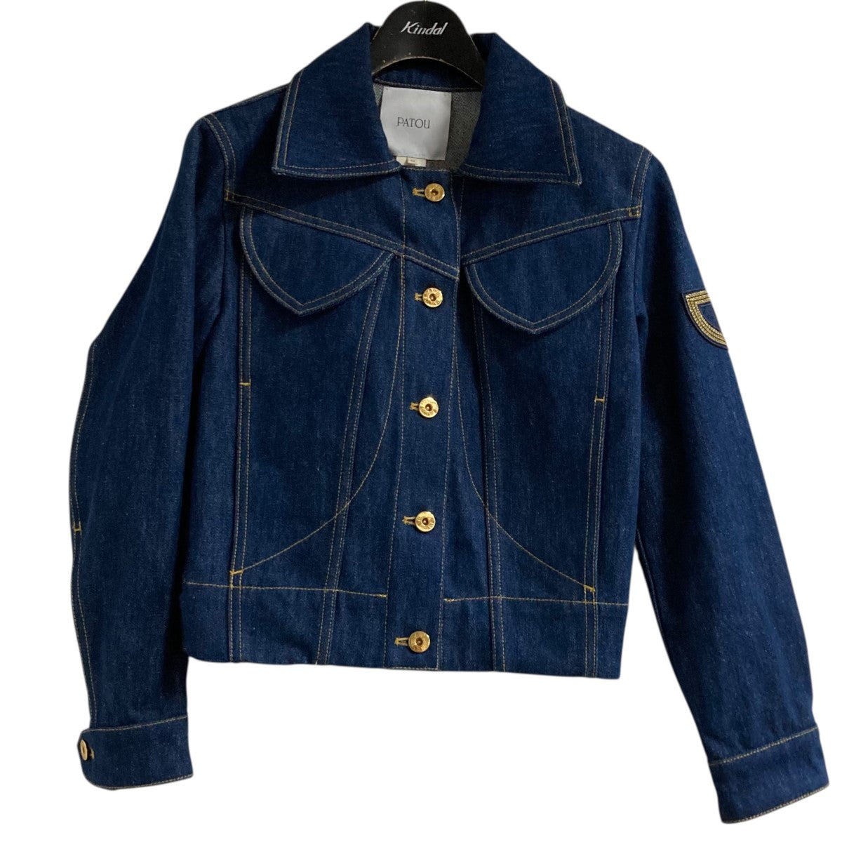 定価12.9万 新品 PATOU パトゥ デニムジャケット 刺繍ロゴ 38