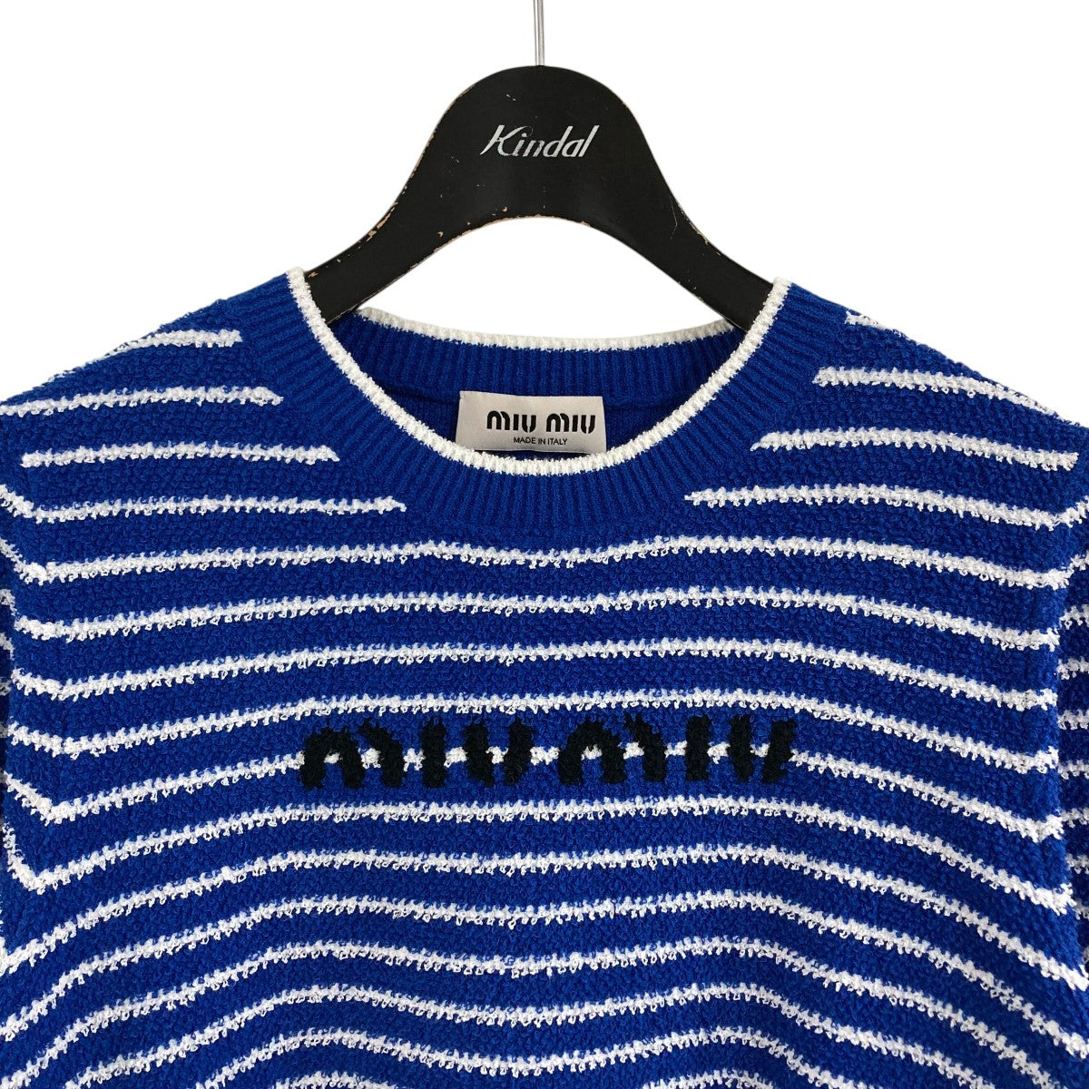 MIU MIU(ミュウミュウ) ボーダー ロゴ ニットTシャツ MML707