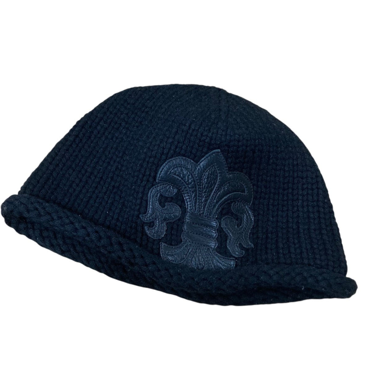 ★Chrome Hearts★BS フレア ロゴ カシミア ビーニー ラムレザー CHROME HEARTS CASHMERE BEANIE CAP BS FLEUR クロムハーツ