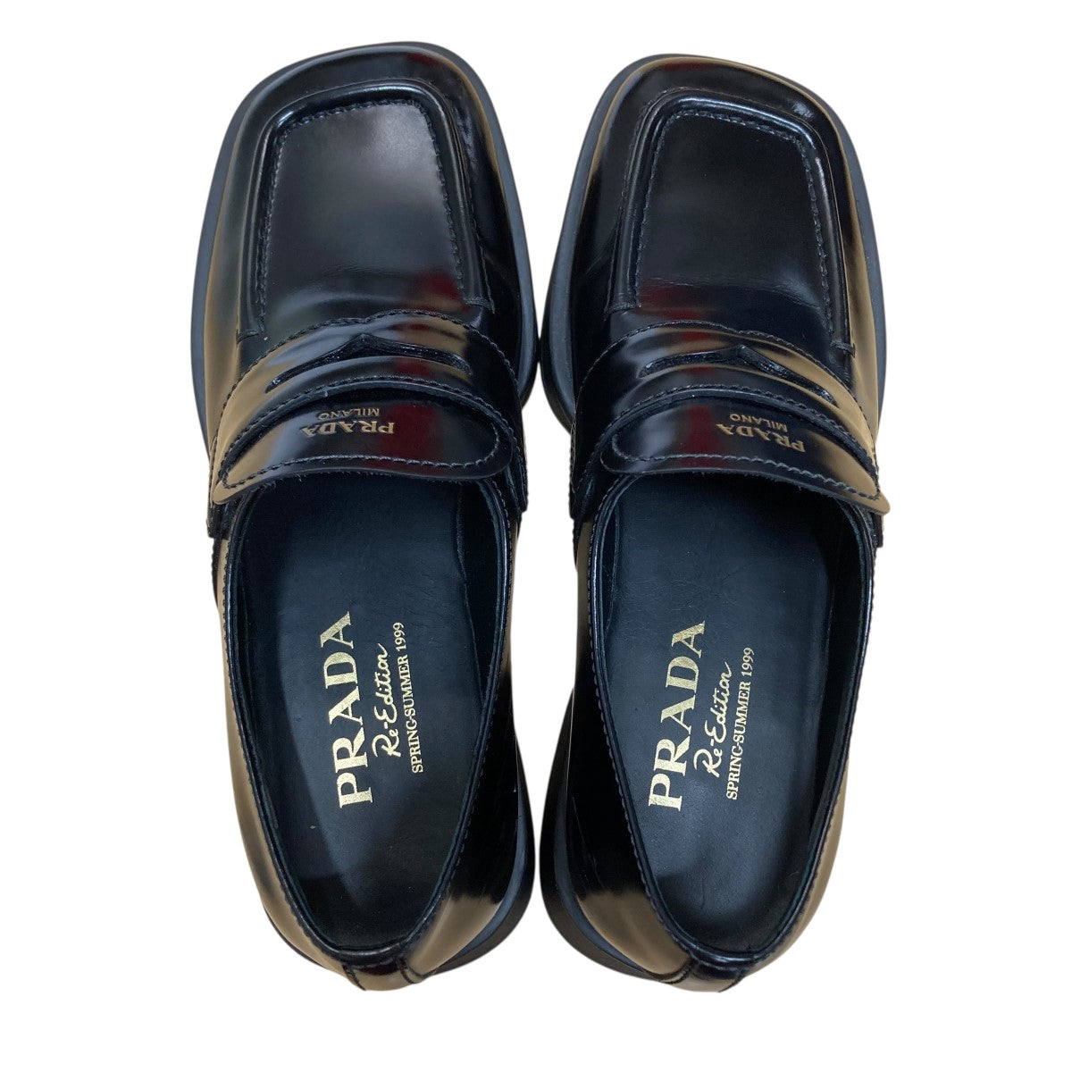 美品 PRADA ローファー ラバーソール 36 黒 エナメル PRADA プラダ ローファー モノリス 1D649M B4L F0002 レディース