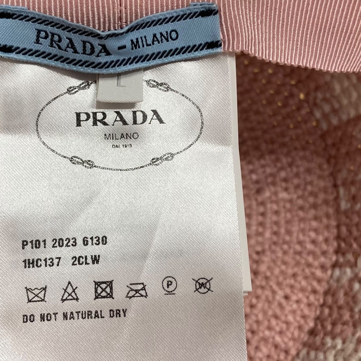 PRADA(プラダ) クロシェバケットハット 1HC137 ライトピンク