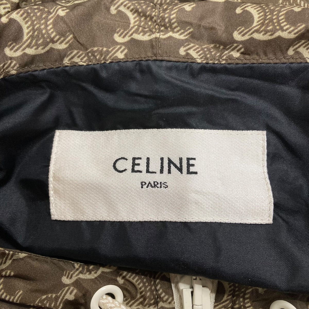 良品✨セリーヌ トリオンフ金ボタン シルク混 コート ロングジャケット 11 L CELINE セリーヌ 22AW Stand Collar Technical Cotton Coat