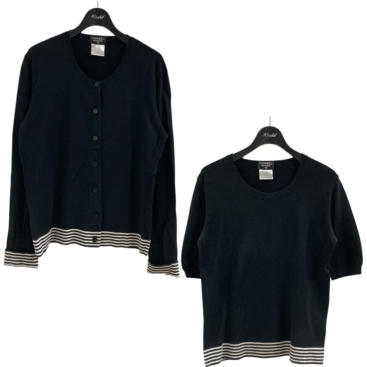 CHANEL ボーダー　カーディガン CHANEL(シャネル) ヘムボーダー アンサンブルカーディガン