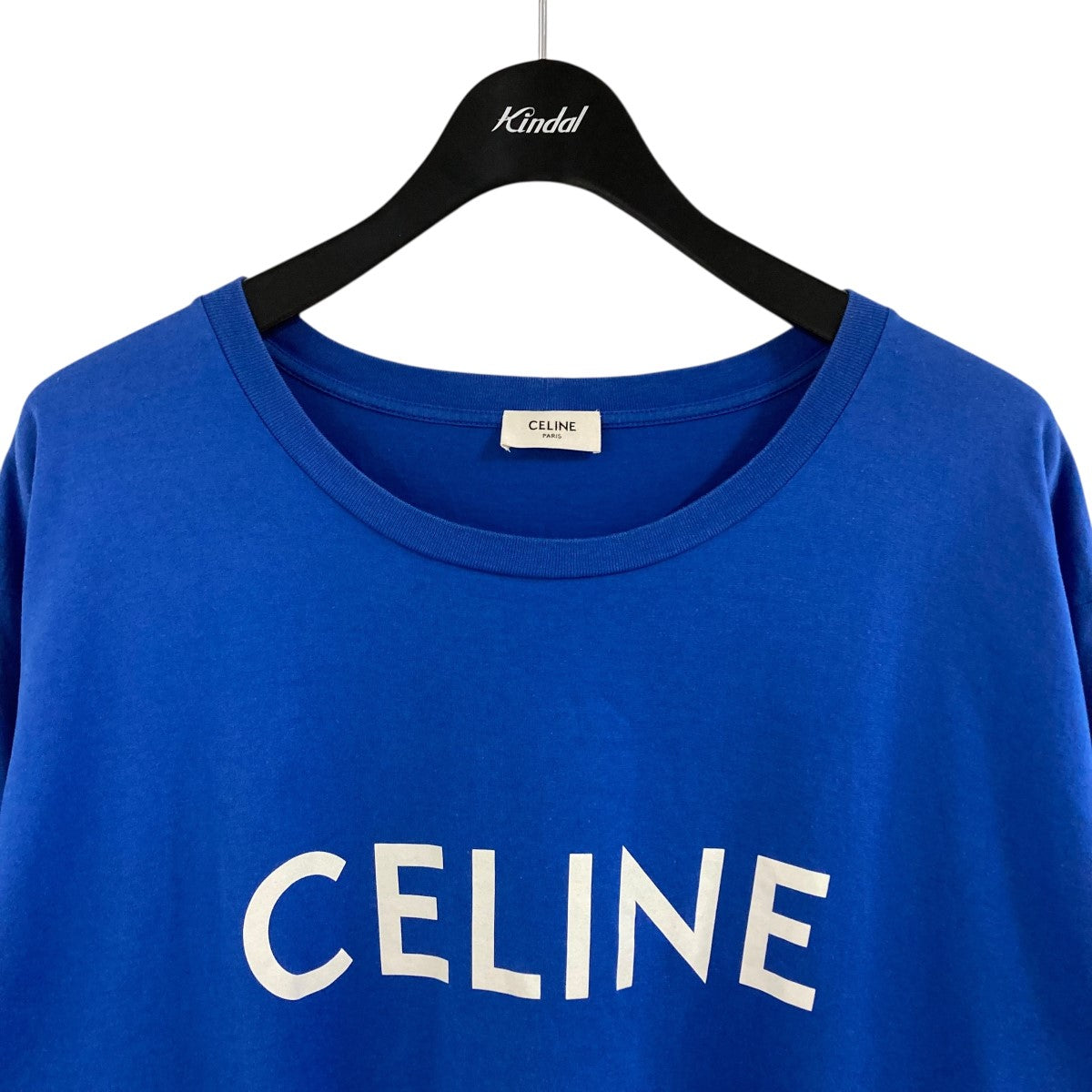 セリーヌ☆Tシャツ 半袖 コットン ロゴ トップス ブルー CELINE - CELINE セリーヌ Tシャツ・カットソー S 青 【古着
