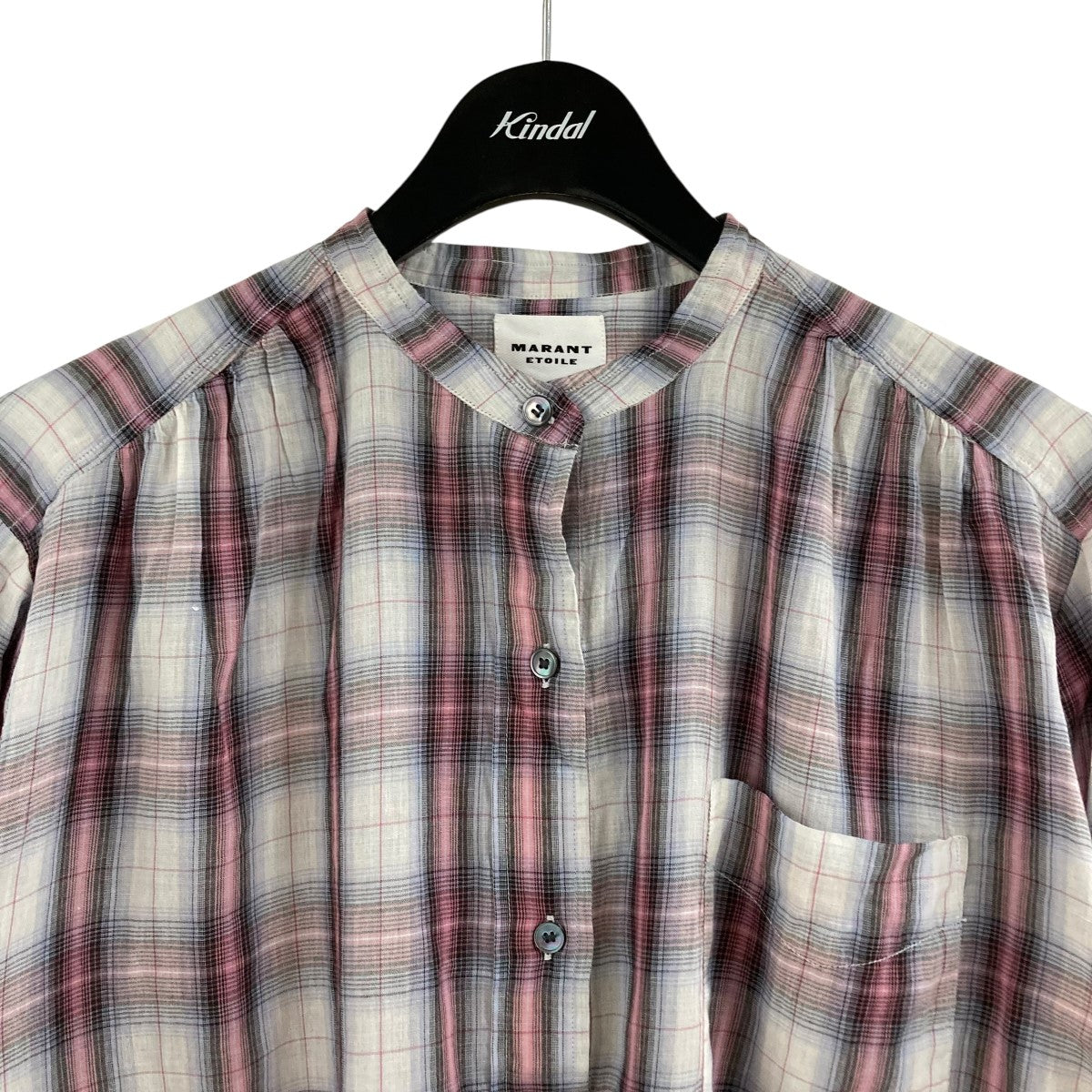 バンドカラーチェックシャツ