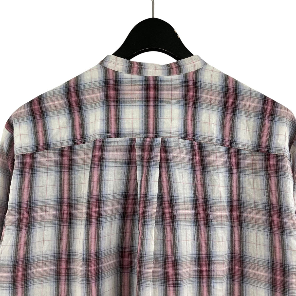 バンドカラーチェックシャツ