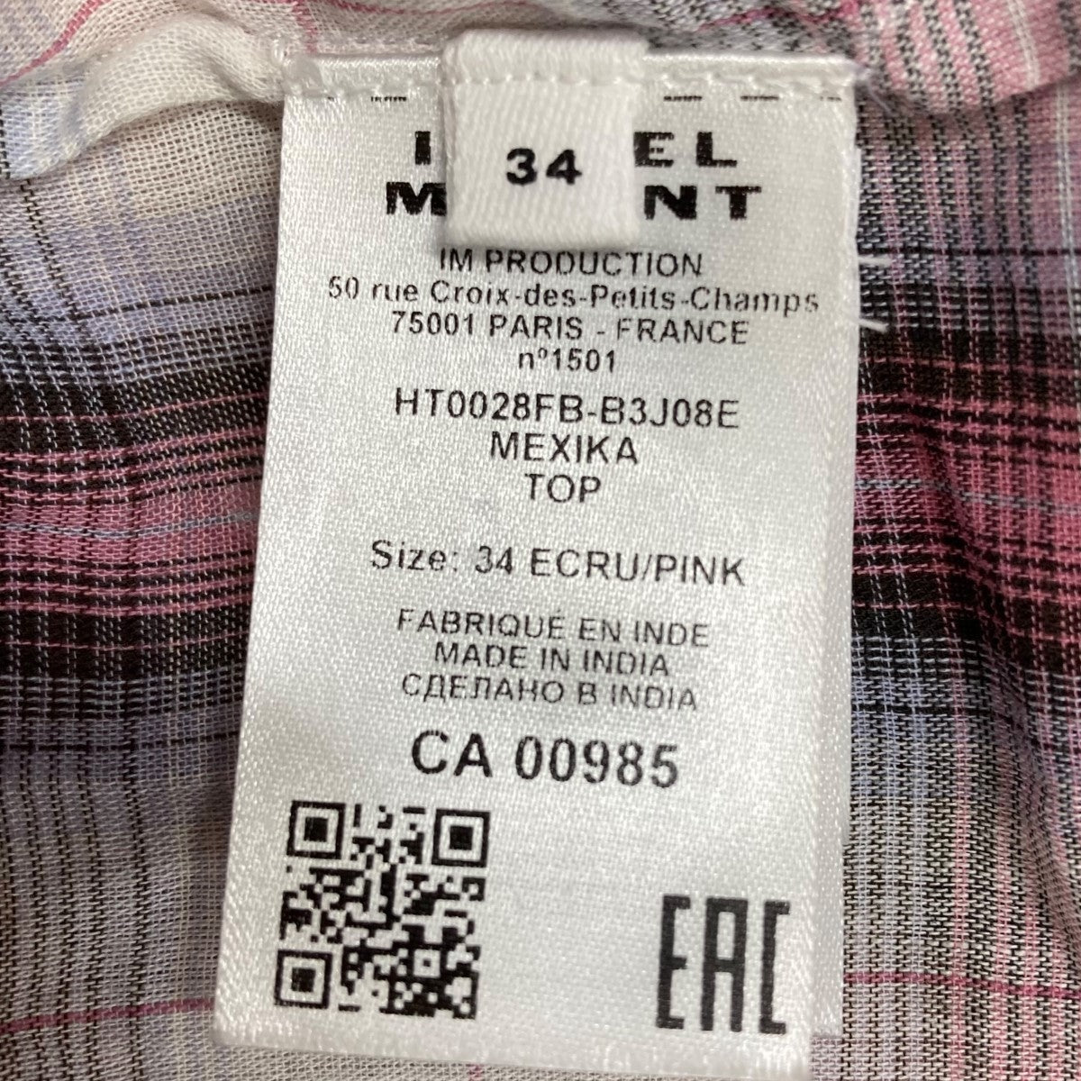 バンドカラーチェックシャツ