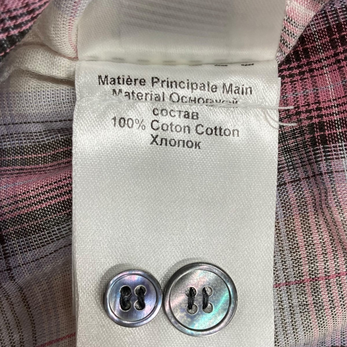 バンドカラーチェックシャツ