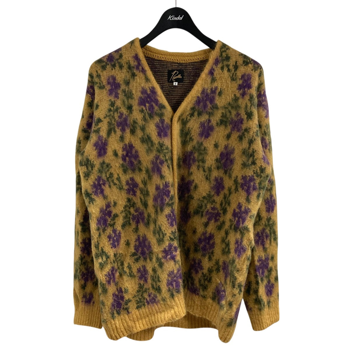 Needles(ニードルズ) モヘア総柄カーディガン NS282 イエロー×パープル