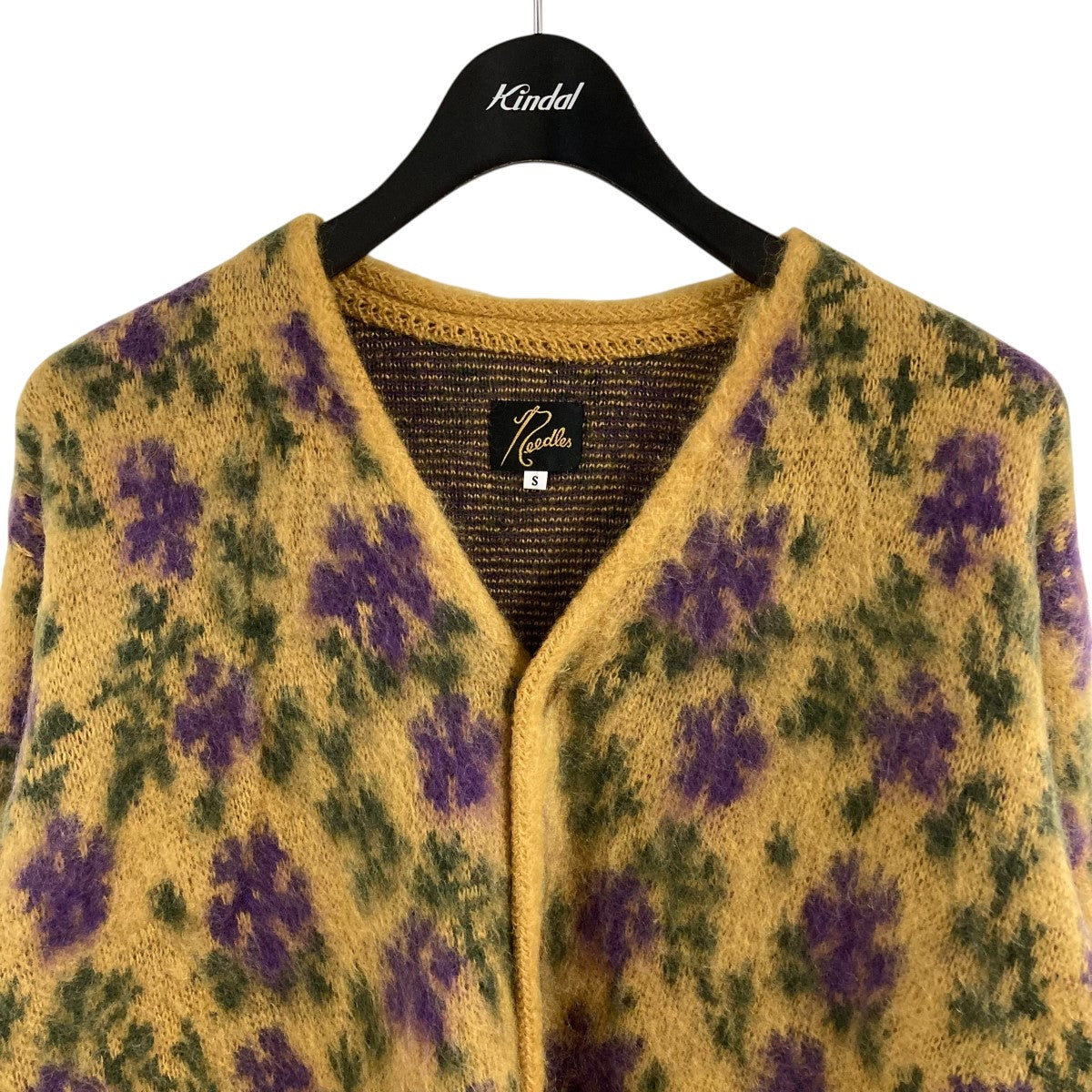 Needles(ニードルズ) モヘア総柄カーディガン NS282 イエロー×パープル