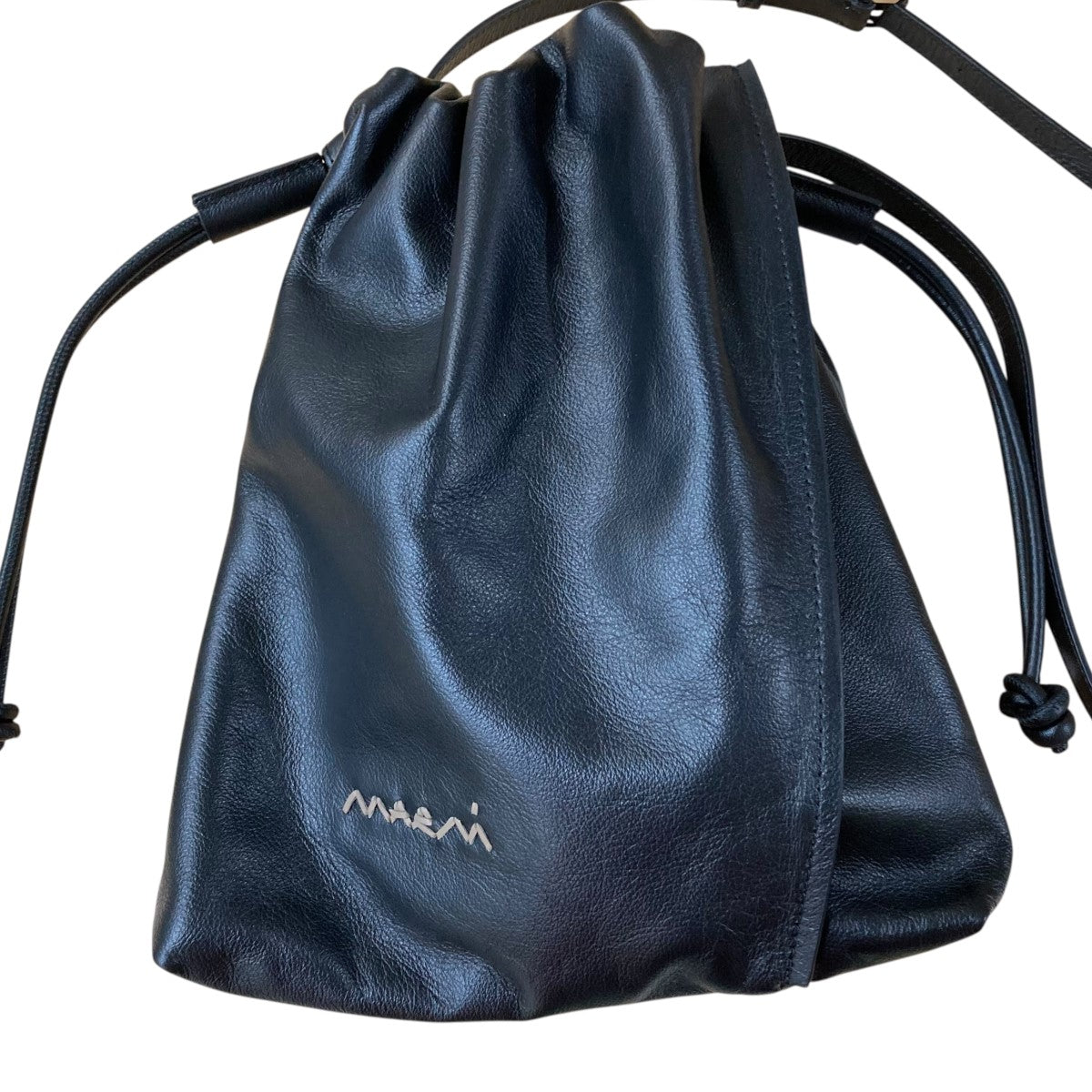 可憐◎*Marni*ブラックサテン Scrunchie ドローストリングバッグ Black satin Scrunchie small drawstring bag | Marni