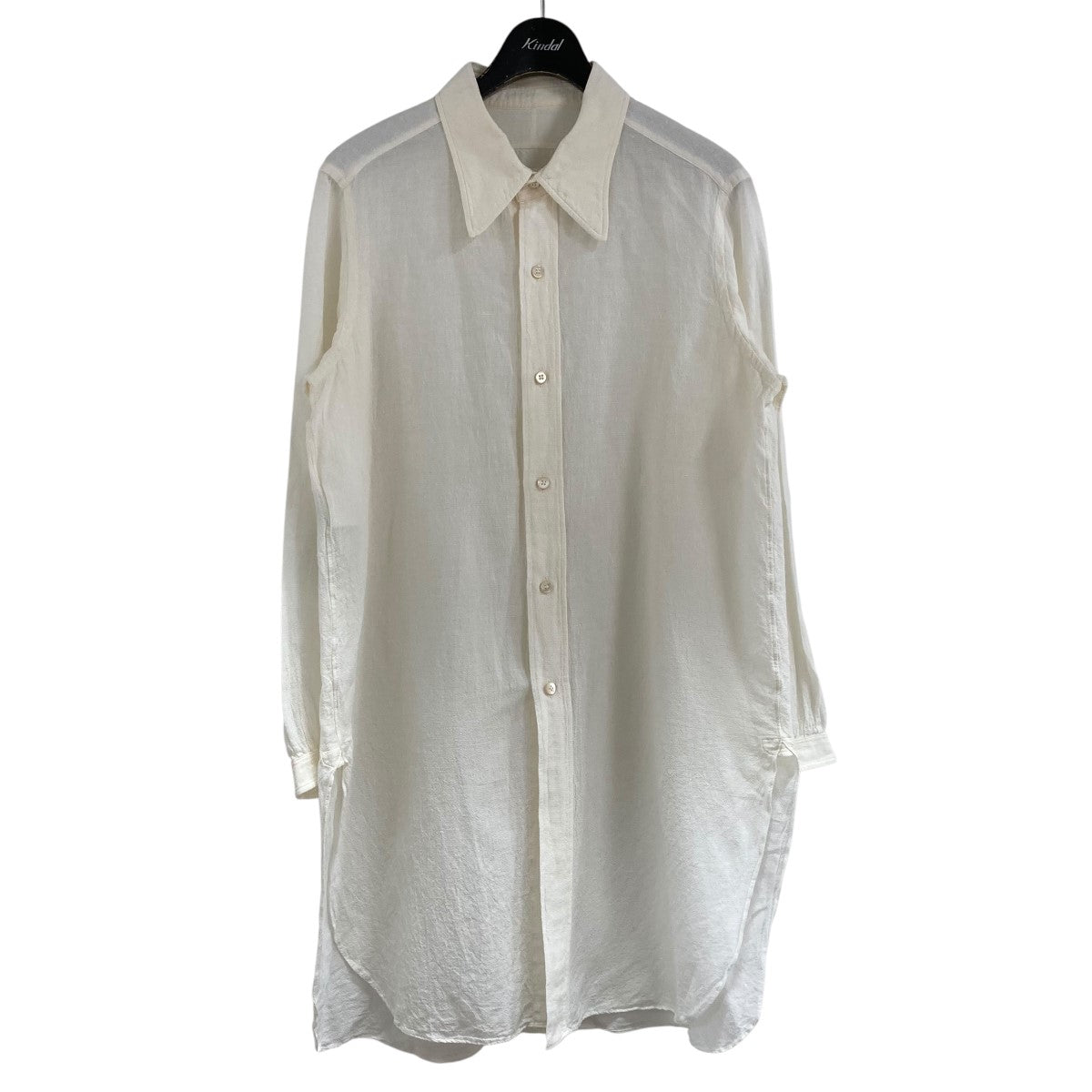 メゾンマルジェラ Maison Margiela ワンポイント刺繍リネンロングシャツブラウス アイボリー サイズ：40 Maison Margiela(メゾンマルジェラ) ワンポイント刺繍リネン