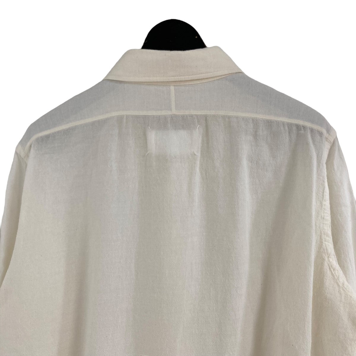 メゾンマルジェラ Maison Margiela ワンポイント刺繍リネンロングシャツブラウス アイボリー サイズ：40 Maison Margiela(メゾンマルジェラ) ワンポイント刺繍リネン