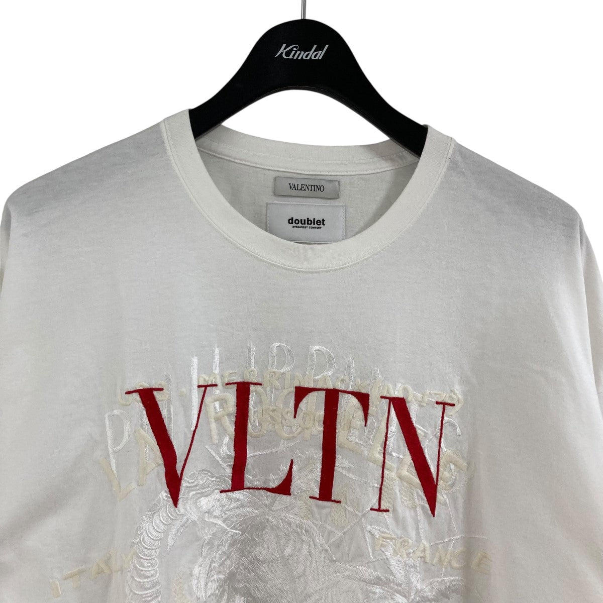 doublet×VALENTINO ロゴ刺繍クルーネック半袖Tシャツ 18AW22VL04