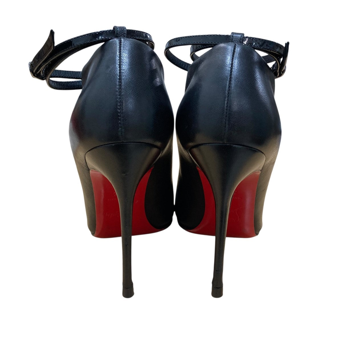 美品】クリスチャンルブタン ミュール ピンヒール リネン 38 25cm 黒