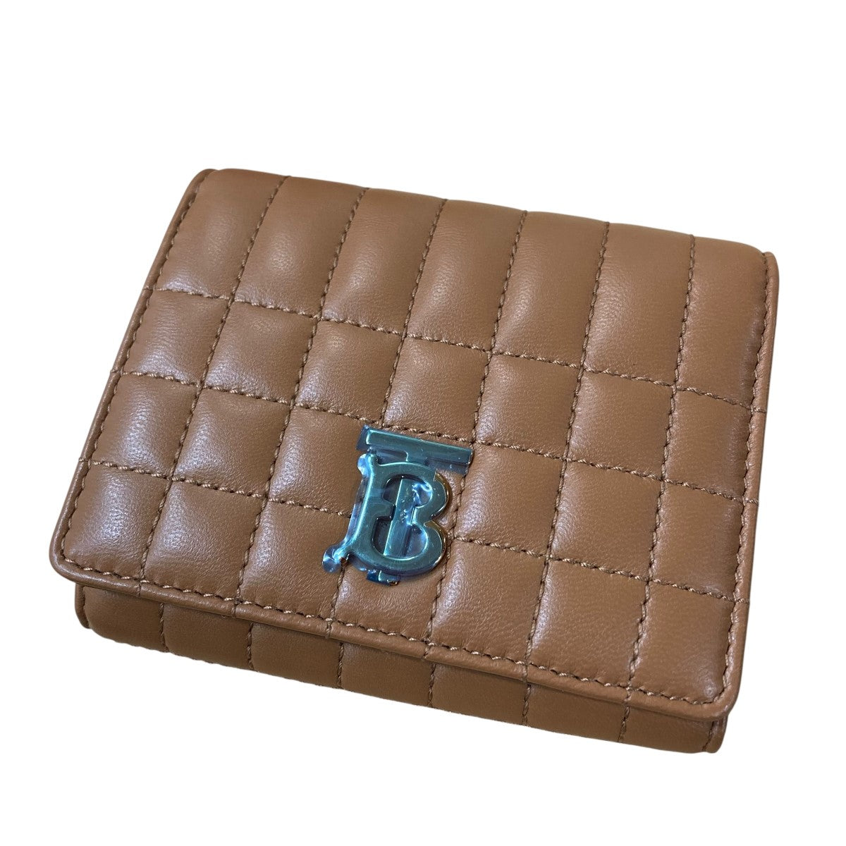 美品 BURBERRY TB ロゴ 三つ折り財布 カーフレザー ブラウン 美品 BURBERRY TB ロゴ 三つ折り財布 カーフレザー ブラウン