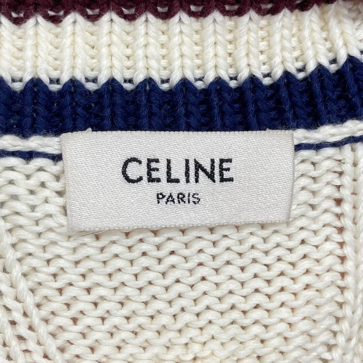 【希少】 CELINE 90s ニット 切り替え カーディガン ホワイト 希少】 CELINE 90s ニット 切り替え カーディガン ホワイト