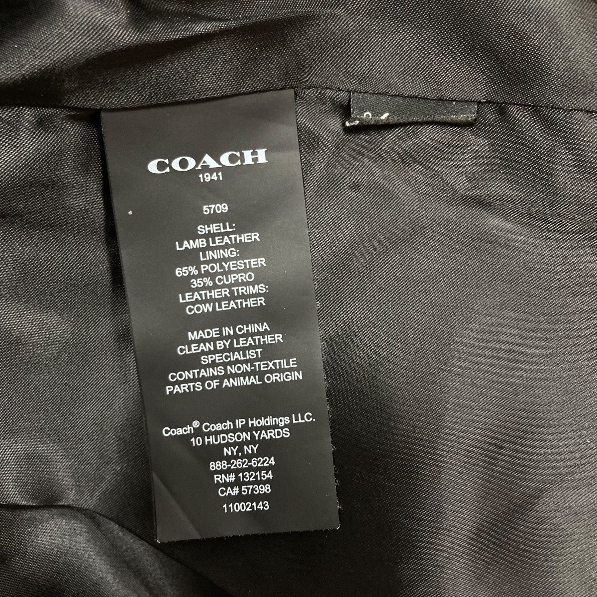 COACH(コーチ) ラムレザーライダースジャケット 888-262-6224 ブラック