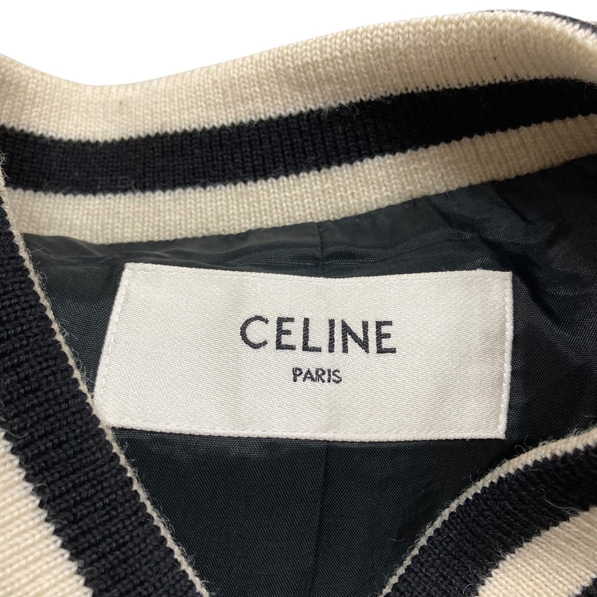 セリーヌCELINE 36 メンズレディース兼用エンブロイダリーテディジャケット CELINE セリーヌ エンブロイダリーパッチ テディジャケット