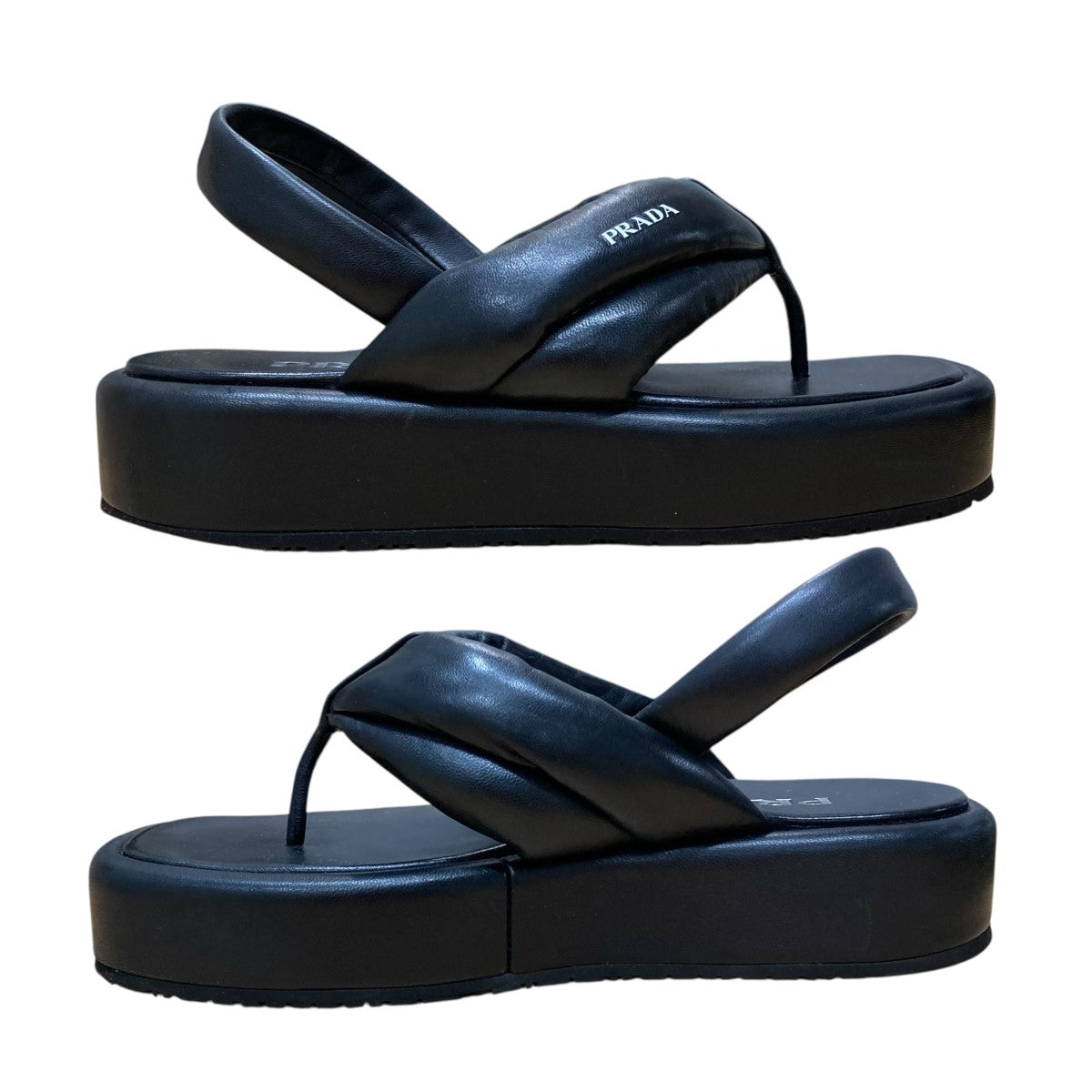 PRADA トングサンダル PRADA(プラダ) レザー トング サンダル ブラック サイズ 36 1/2