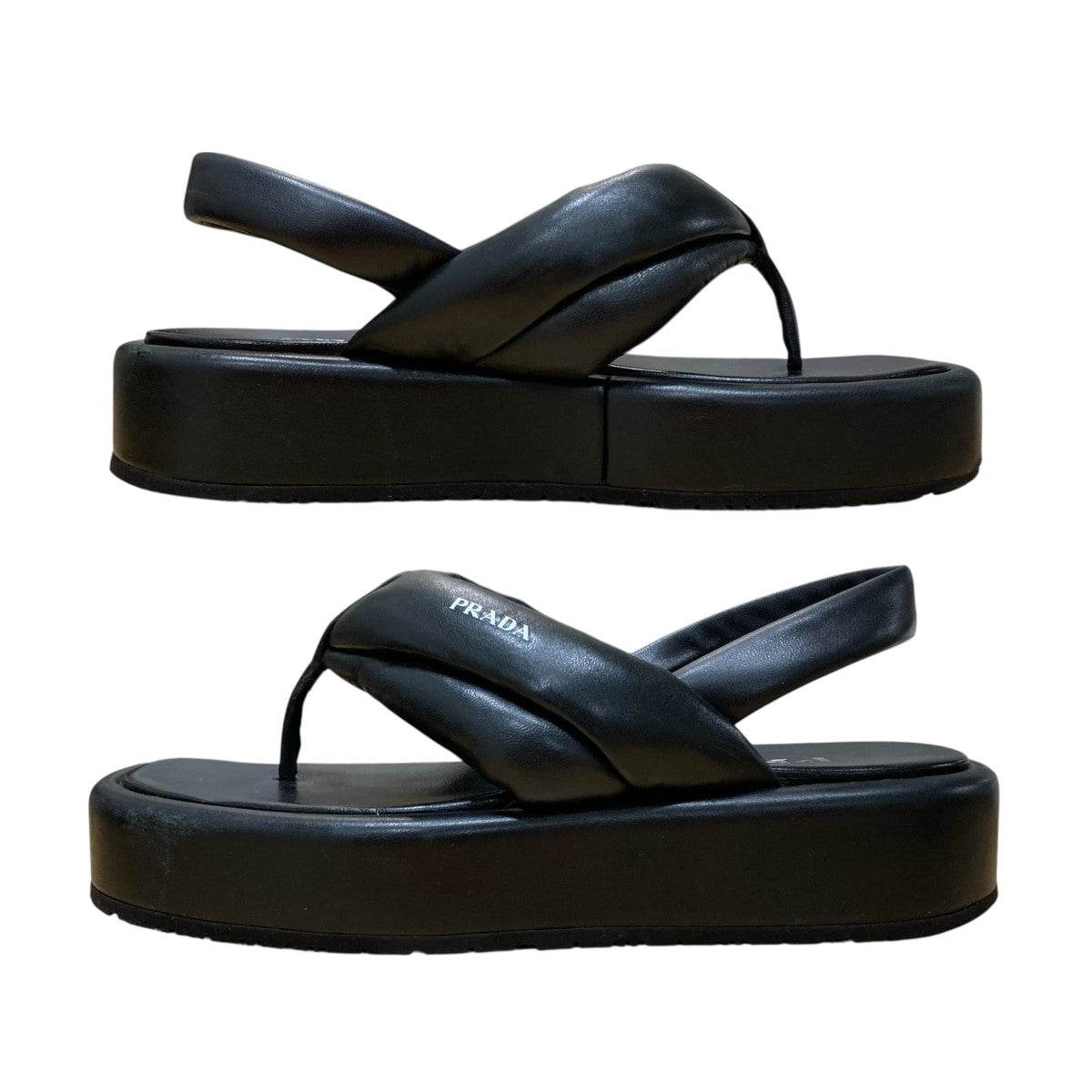 PRADA(プラダ) レザー トング サンダル ブラック サイズ 36 1/2